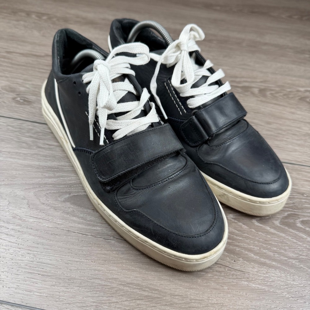 Alma Mater Mens Sneakers Leather Hook Loop Strap Black Size 44